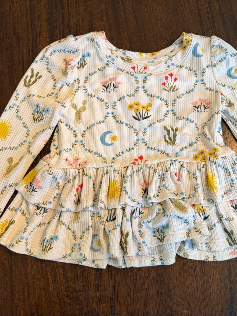 3T Little Sleepies Desert Meadow Ribbed Tiered Peplum
